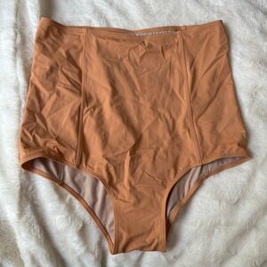 Kortni Jeane High Waist Swim Bottoms L Large Golden Clay Extra Extended